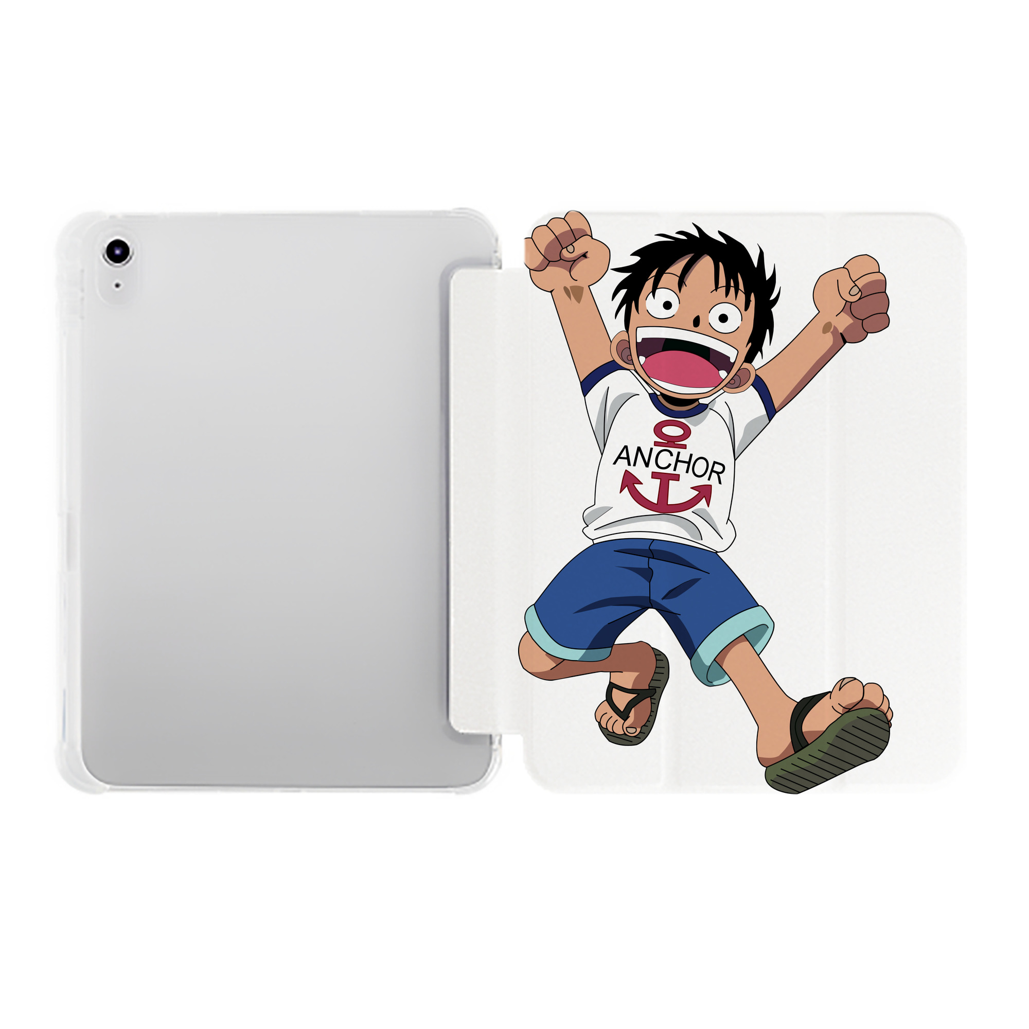 （画像用） ワンピース モンキー・D・ルフィ ONE PIECE Monkey D. Luffy IPad ケース ペン収納付き 三つ折りスタンド PUレザー×シリコン 対応機種9.5/10.5/10.9インチ